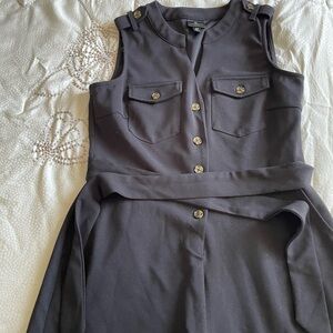 Worthington Black Sleeveless Button-Front Jumpsuit with Belt